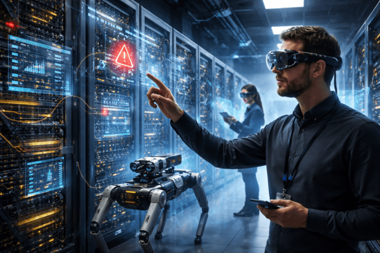 Realidade aumentada e virtual aplicada à manutenção de redes com robótica em rede em data center inteligente