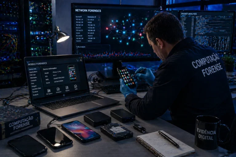 computação forense em dispositivos móveis e redes análise digital em laboratório tecnológico