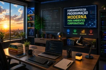 Fundamentos da Programação Moderna para Ambientes Corporativos em escritório tecnológico com infraestrutura digital avançada