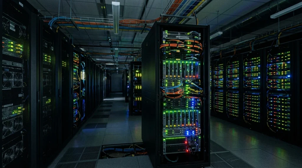 Servidores de alta performance em centro de dados para desenvolvimento back-end e APIs modernas de sistemas críticos.