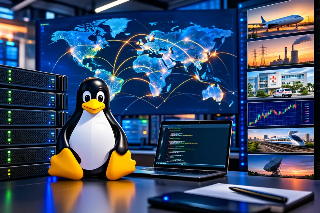 Como o Linux sustenta plataformas críticas globais em servidores, nuvem e infraestrutura tecnológica