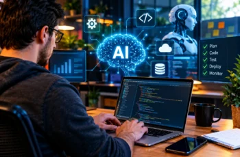 O Impacto da IA no Desenvolvimento de Software Moderno com desenvolvedor utilizando inteligência artificial para programação